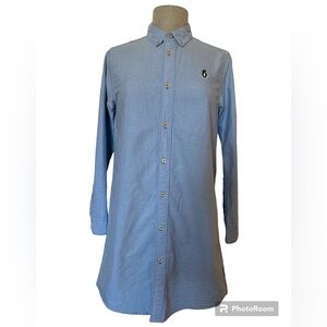 Light blue button down shirt dress, size/small, brand: chocolate